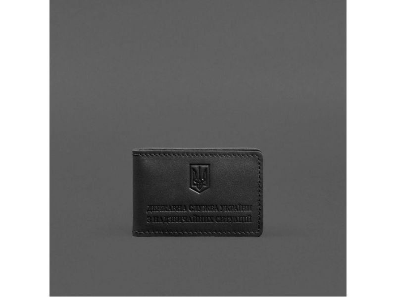 Кожаная обложка на удостоверение ДСНС с карманом черная, фото 6