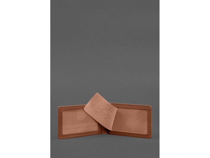 Кожаная обложка на удостоверение ДСНС с карманом светло-коричневая, фото 3