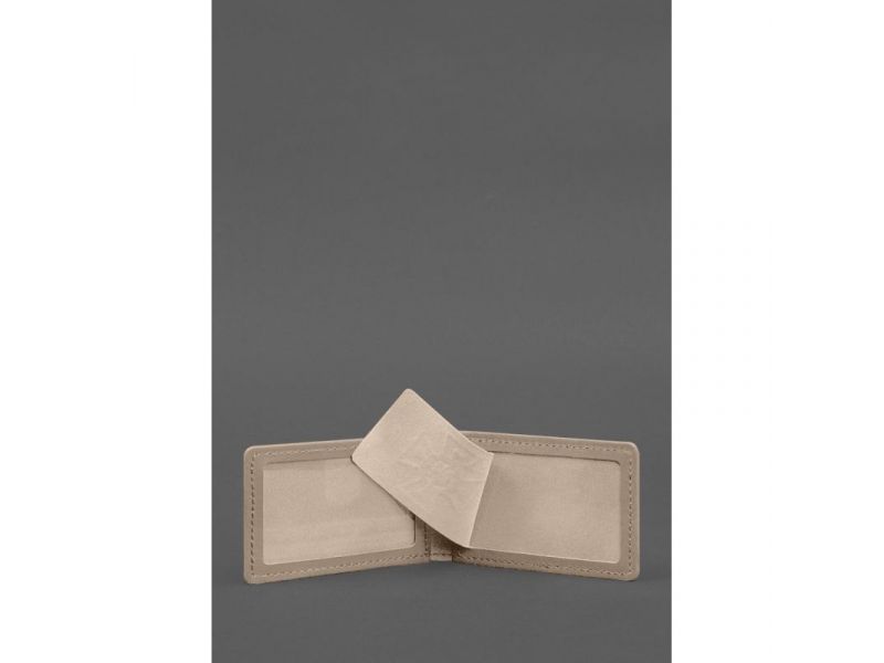 Кожаная обложка на удостоверение ДСНС с карманом светло-бежевая, фото 3