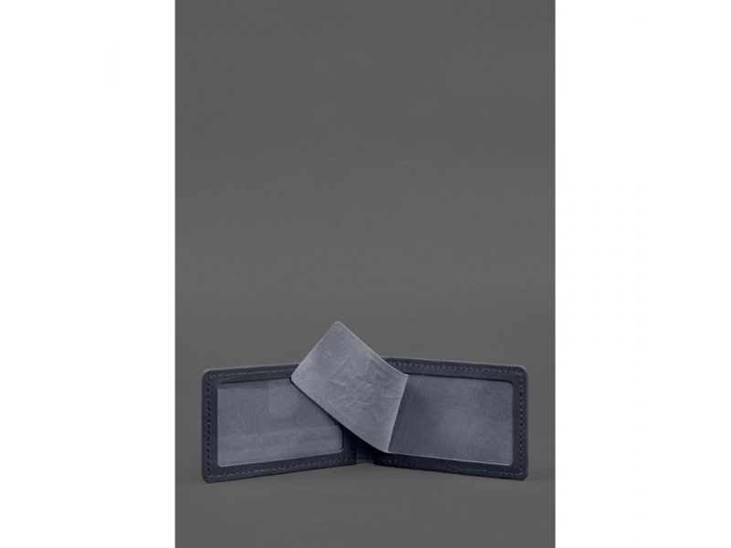 Кожаная обложка на удостоверение ДСНС с карманом синяя, фото 3