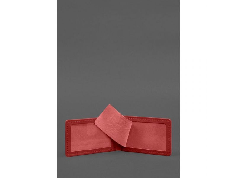 Кожаная обложка на удостоверение ДСНС с карманом красная, фото 3