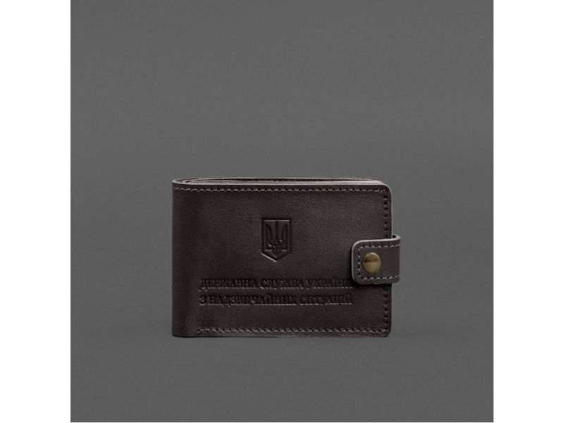 Кожаная обложка-портмоне на удостоверение ДСНС темно-коричневая, фото 6