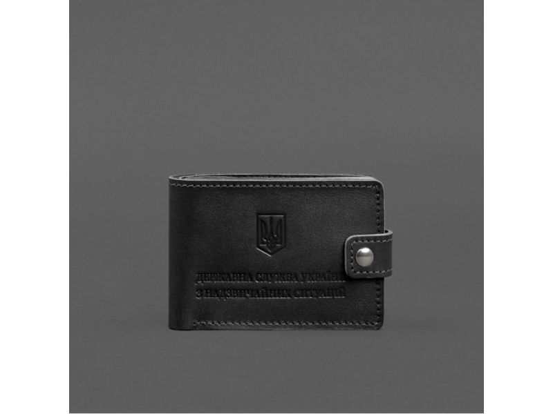 Кожаная обложка-портмоне на удостоверение ДСНС черная, фото 6