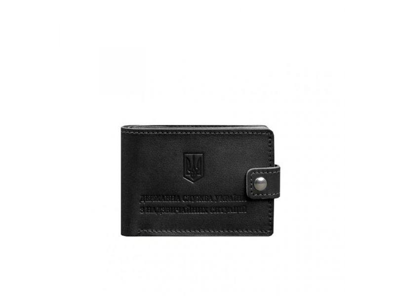 Кожаная обложка-портмоне на удостоверение ДСНС черная, фото 7