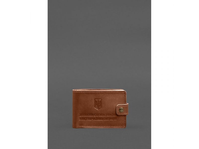 Кожаная обложка-портмоне на удостоверение ДСНС светло-коричневая, фото 1
