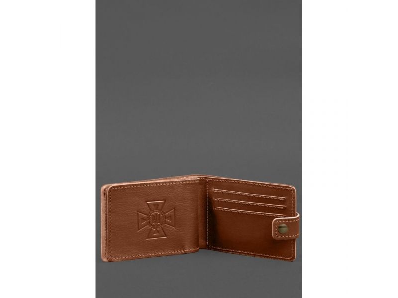 Кожаная обложка-портмоне на удостоверение ДСНС светло-коричневая, фото 3