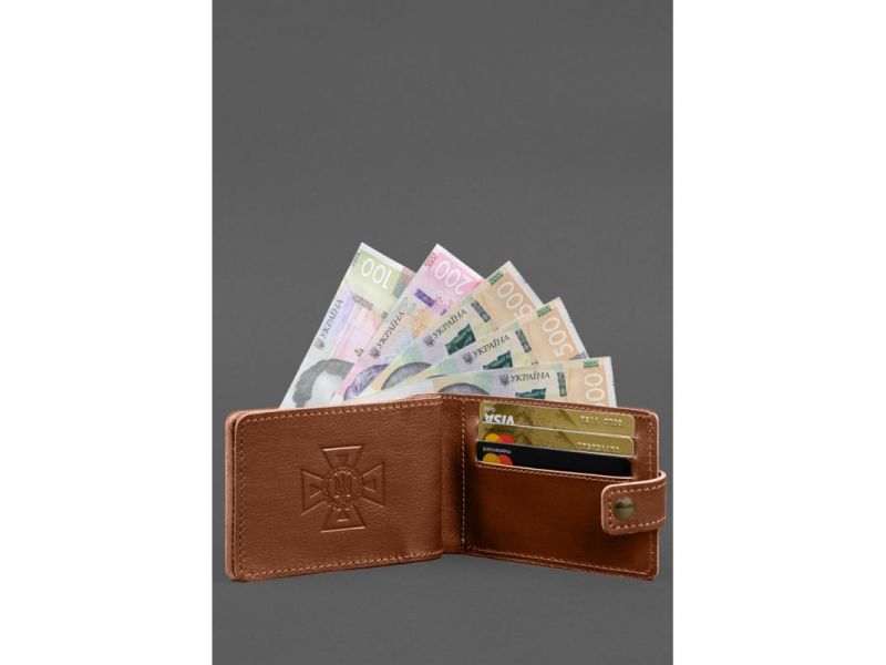 Кожаная обложка-портмоне на удостоверение ДСНС светло-коричневая, фото 4