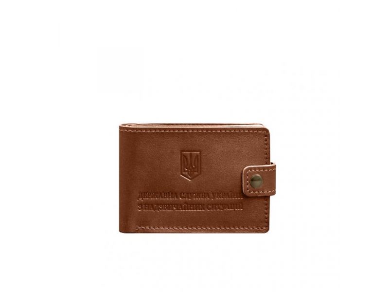 Кожаная обложка-портмоне на удостоверение ДСНС светло-коричневая, фото 7