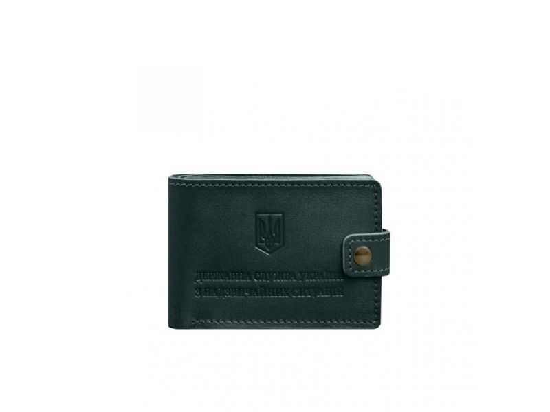 Кожаная обложка-портмоне на удостоверение ДСНС зеленая, фото 7