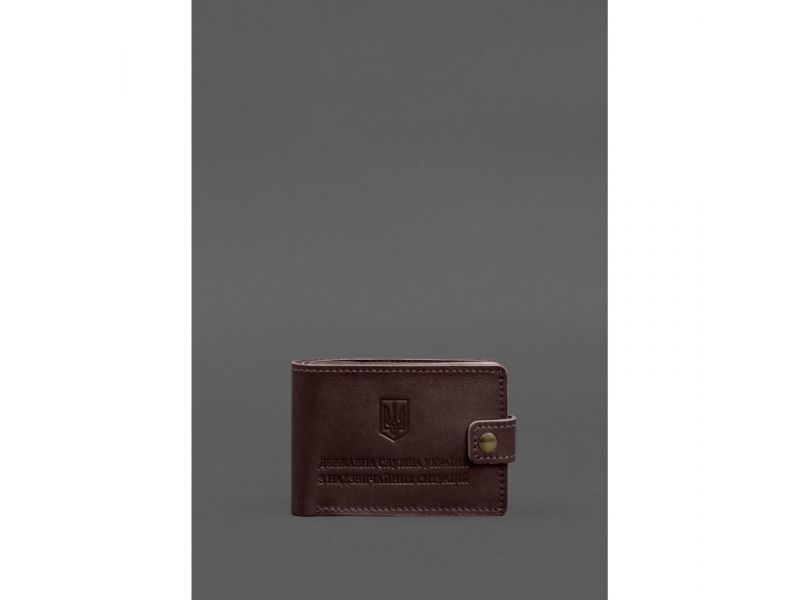 Кожаная обложка-портмоне на удостоверение ДСНС бордовая, фото 1