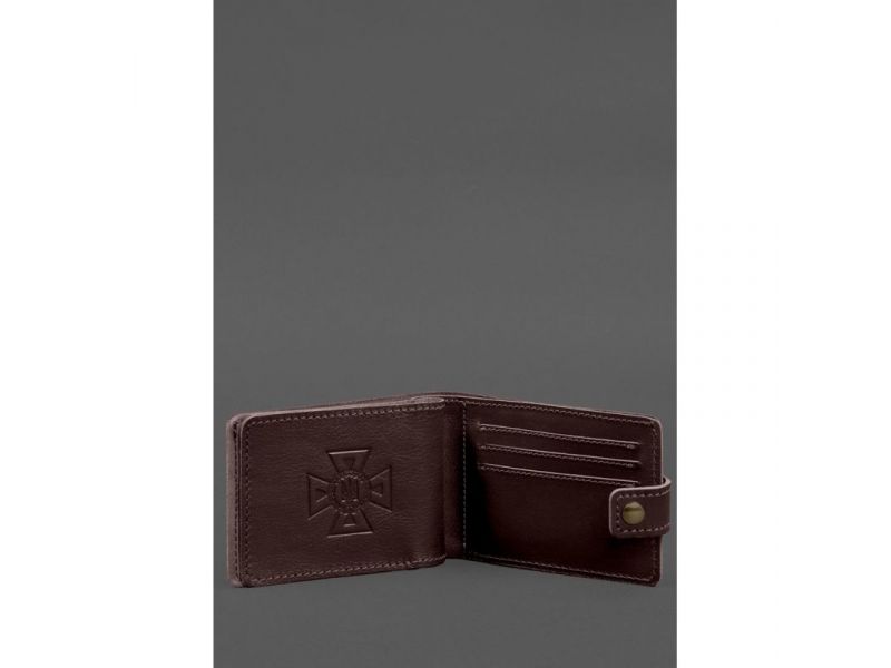 Кожаная обложка-портмоне на удостоверение ДСНС бордовая, фото 3