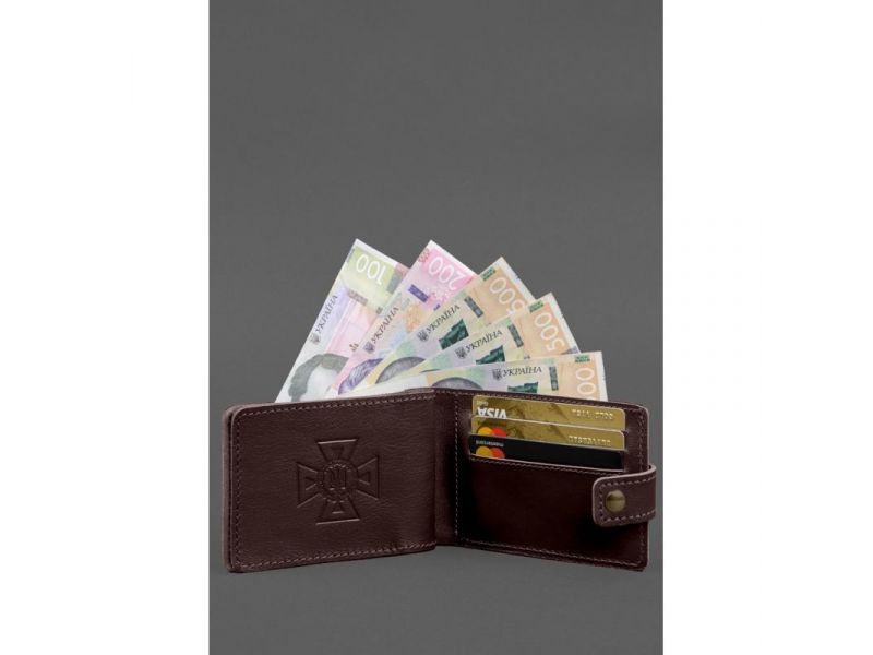 Кожаная обложка-портмоне на удостоверение ДСНС бордовая, фото 4