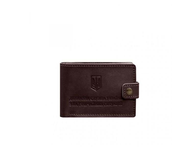 Кожаная обложка-портмоне на удостоверение ДСНС бордовая, фото 7