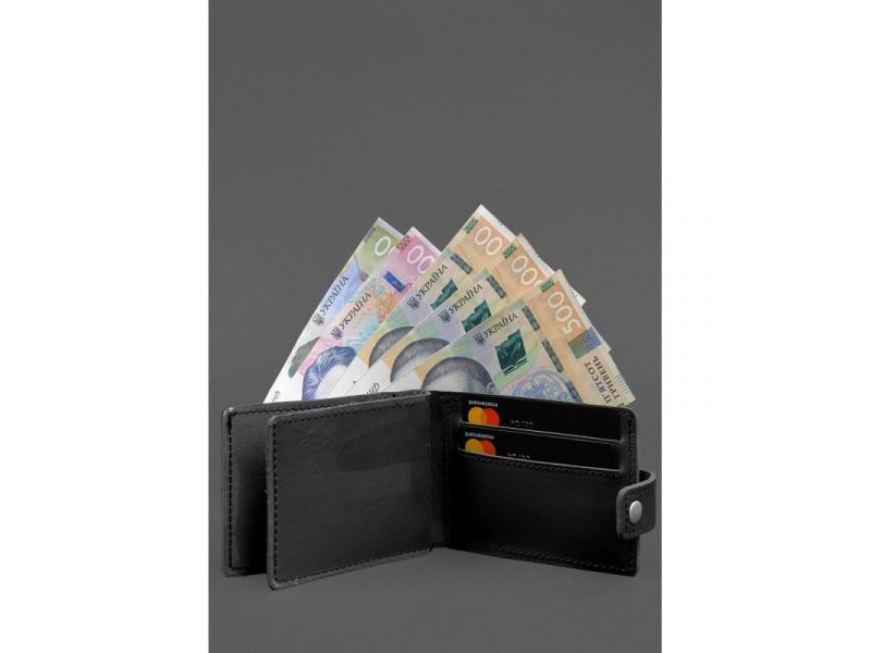 Кожаная обложка-портмоне для удостоверения участника боевых действий (УБД картонный документ) Черная, фото 4