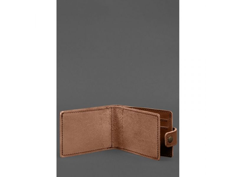 Кожаная обложка-портмоне для удостоверения участника боевых действий (УБД картонный документ) Светло-коричневая, фото 2