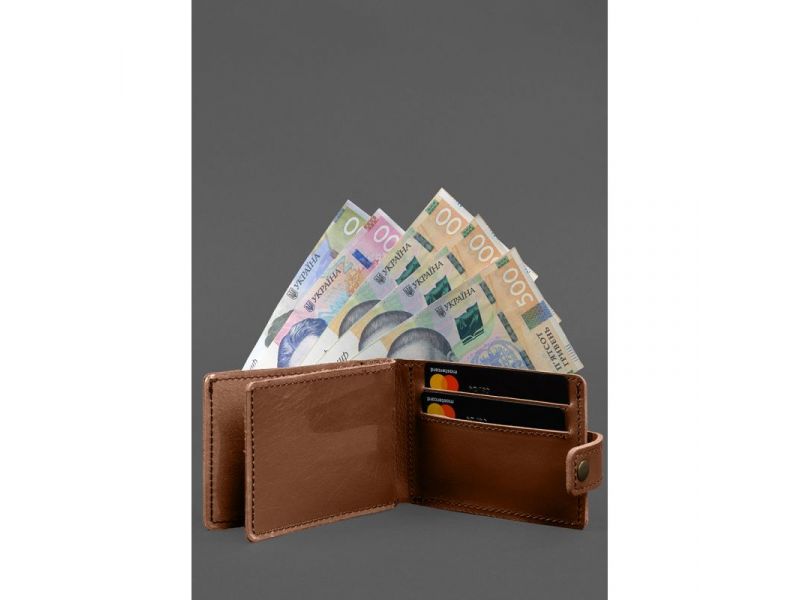 Кожаная обложка-портмоне для удостоверения участника боевых действий (УБД картонный документ) Светло-коричневая, фото 4