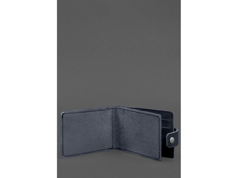 Кожаная обложка-портмоне для удостоверения участника боевых действий (УБД картонный документ) Темно-синяя, фото 2