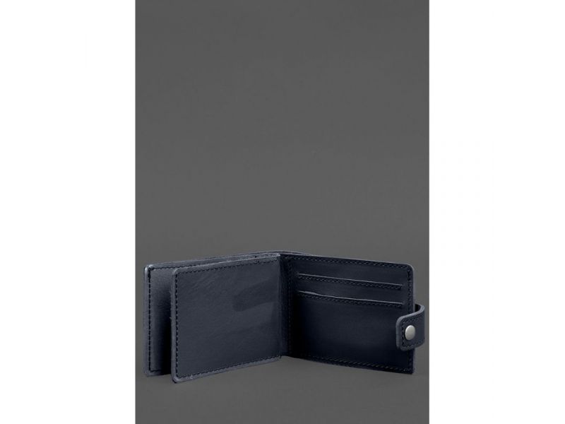 Кожаная обложка-портмоне для удостоверения участника боевых действий (УБД картонный документ) Темно-синяя, фото 3