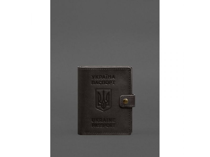 Кожаная обложка-портмоне на паспорт с гербом Украины 25.1 темно-коричневая, фото 1