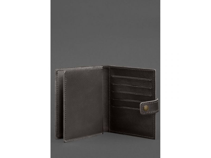 Кожаная обложка-портмоне на паспорт с гербом Украины 25.1 темно-коричневая, фото 4