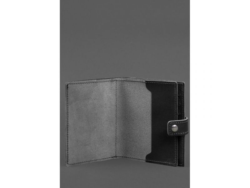 Кожаная обложка-портмоне на паспорт с гербом Украины 25.1 Черная, фото 2