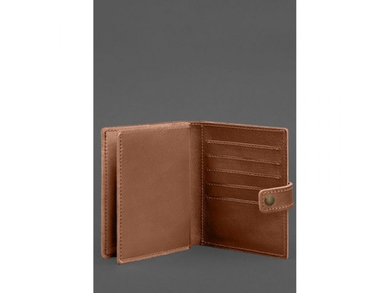 Кожаная обложка-портмоне на паспорт с гербом Украины 25.1 Светло-коричневая, фото 4