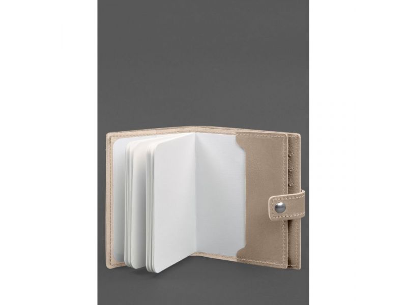 Кожаная обложка-портмоне на паспорт с гербом Украины 25.1 Светло-бежевая, фото 3