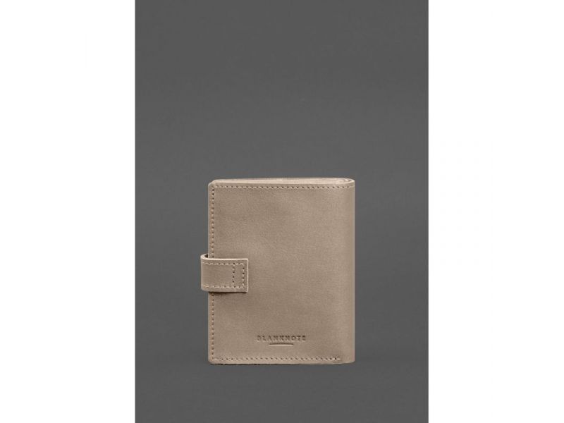 Кожаная обложка-портмоне на паспорт с гербом Украины 25.1 Светло-бежевая, фото 6