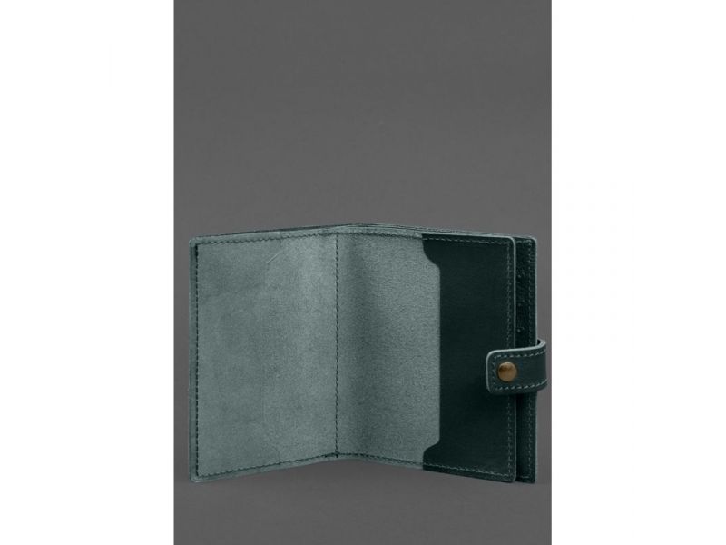 Кожаная обложка-портмоне на паспорт с гербом Украины 25.1 Зеленая, фото 2