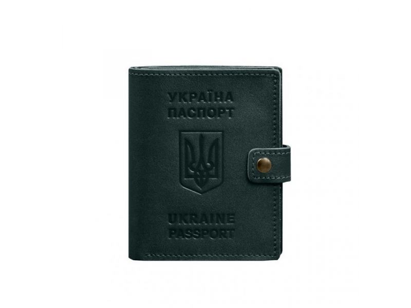 Кожаная обложка-портмоне на паспорт с гербом Украины 25.1 Зеленая, фото 8