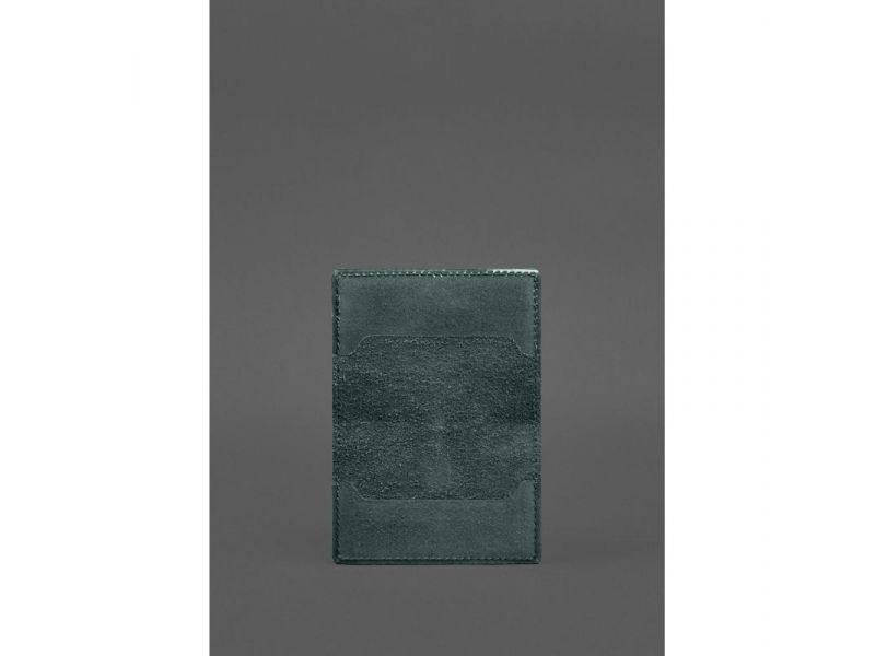 Кожаная обложка для пенсионного удостоверения зеленая, фото 3