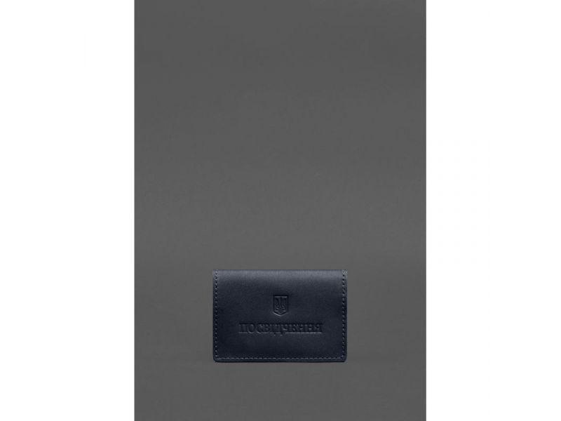 Кожаная обложка для пенсионного удостоверения темно-синяя, фото 1