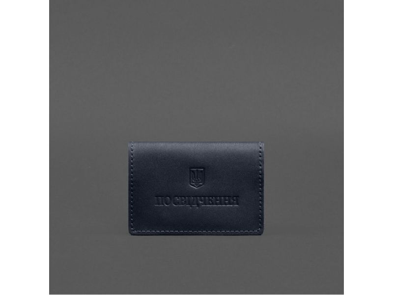 Кожаная обложка для пенсионного удостоверения темно-синяя, фото 5