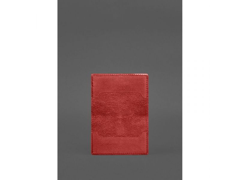 Кожаная обложка для пенсионного удостоверения красная, фото 3