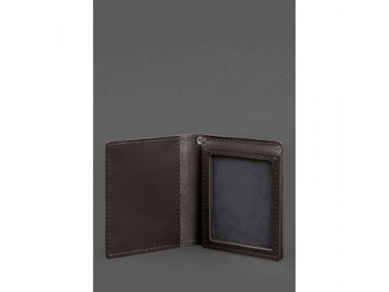 Кожаная обложка для удостоверения офицера ДПСУ (три кармана) темно-коричневая, фото 3