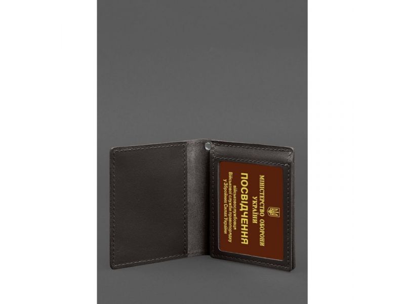 Кожаная обложка для удостоверения офицера ДПСУ (три кармана) темно-коричневая, фото 4