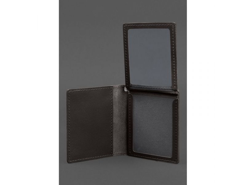 Кожаная обложка для удостоверения офицера ДПСУ (три кармана) темно-коричневая, фото 5