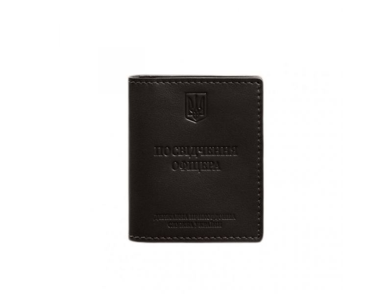 Кожаная обложка для удостоверения офицера ДПСУ (три кармана) темно-коричневая, фото 8