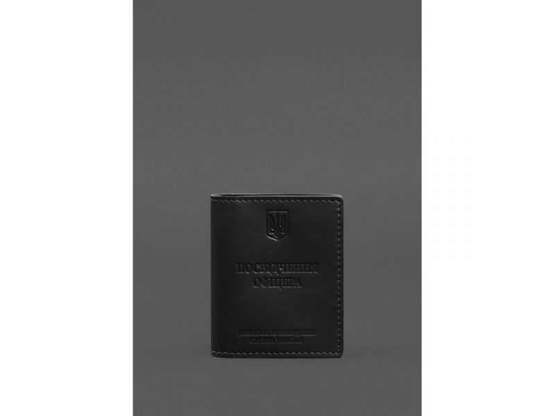 Кожаная обложка для удостоверения офицера ДПСУ (три кармана) черная, фото 1