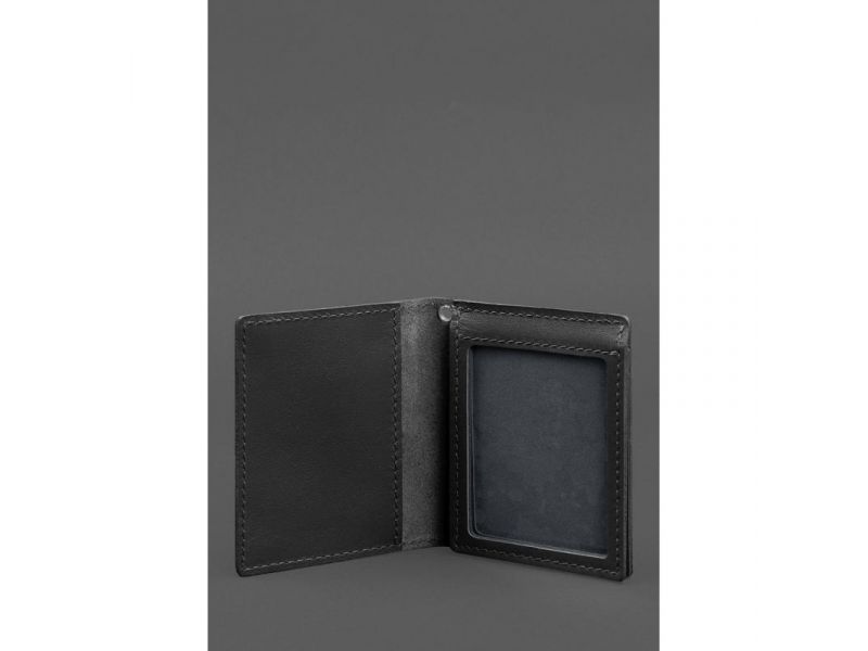 Кожаная обложка для удостоверения офицера ДПСУ (три кармана) черная, фото 3