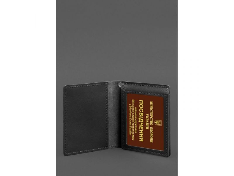 Кожаная обложка для удостоверения офицера ДПСУ (три кармана) черная, фото 4