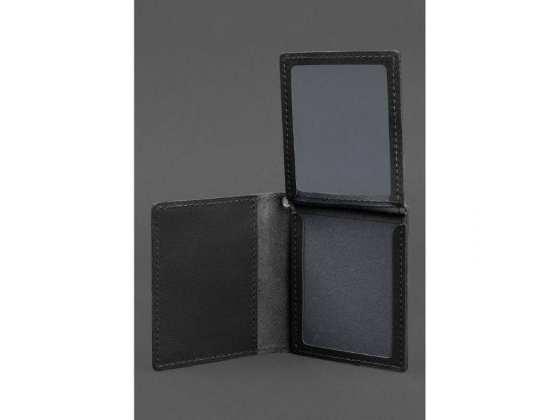 Кожаная обложка для удостоверения офицера ДПСУ (три кармана) черная, фото 5