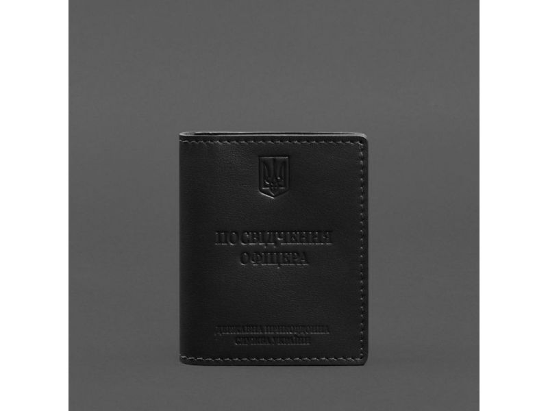 Кожаная обложка для удостоверения офицера ДПСУ (три кармана) черная, фото 7