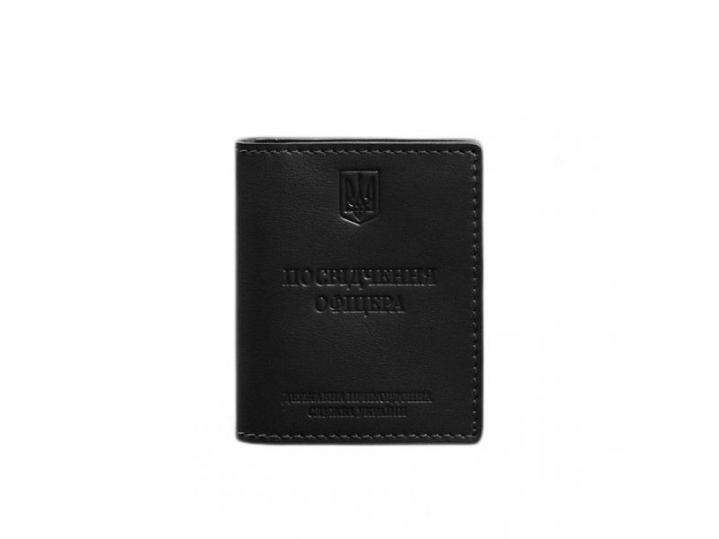 Кожаная обложка для удостоверения офицера ДПСУ (три кармана) черная, фото 8