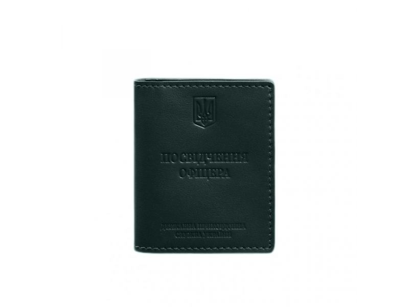 Кожаная обложка для удостоверения офицера ДПСУ (три кармана) зеленая, фото 8