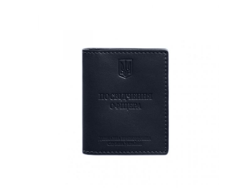 Кожаная обложка для удостоверения офицера ДПСУ (три кармана) синяя, фото 8