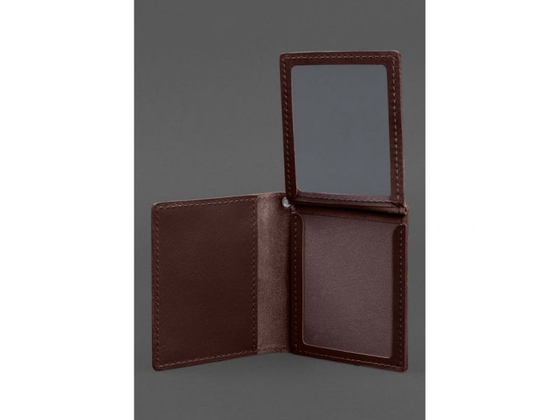 Кожаная обложка для удостоверения офицера ДПСУ (три кармана) бордовая, фото 5