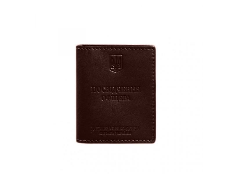 Кожаная обложка для удостоверения офицера ДПСУ (три кармана) бордовая, фото 8