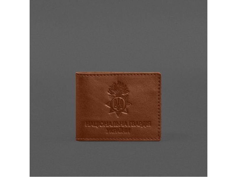 Кожаная обложка для служебного удостоверения Национальной гвардии Светло-коричневая, фото 4