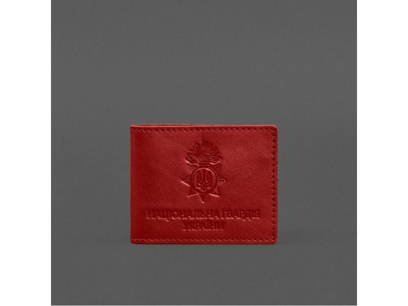 Кожаная обложка для служебного удостоверения Национальной гвардии Красная, фото 4